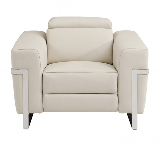 Beige Leather Recliner Chair | Luxury Leather Recliner Chair|FyerWorld