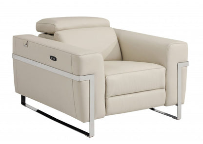 Beige Leather Recliner Chair | Luxury Leather Recliner Chair|FyerWorld