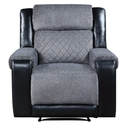 Black And Gray Recliner Sofa | Faux Leather Recliner Chair | FyerWorld