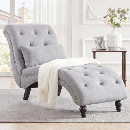 Linen Upholstered Armless Chaise Lounge Chair