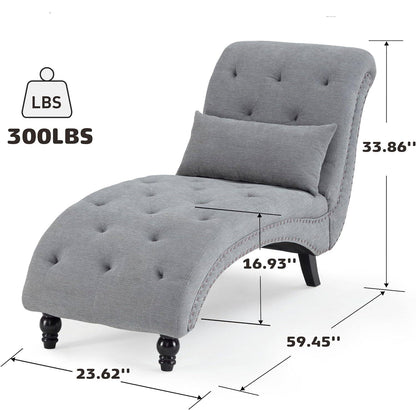Linen Upholstered Armless Chaise Lounge Chair