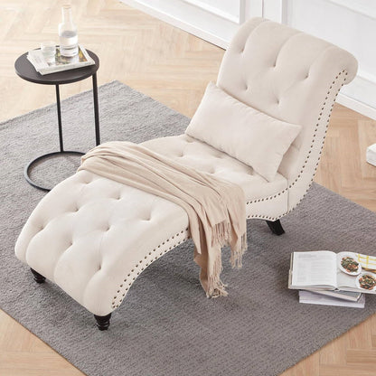 Linen Upholstered Armless Chaise Lounge Chair