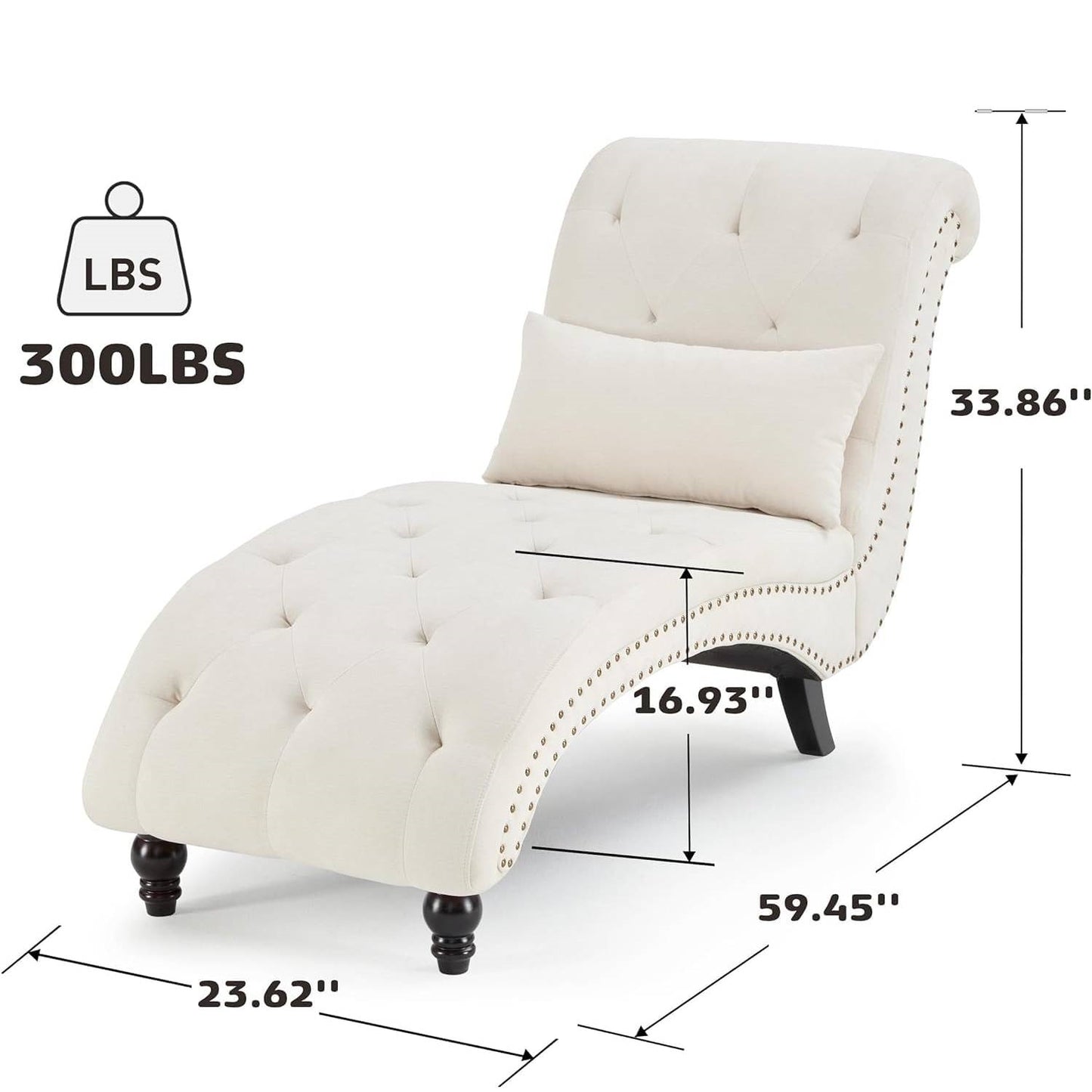Linen Upholstered Armless Chaise Lounge Chair